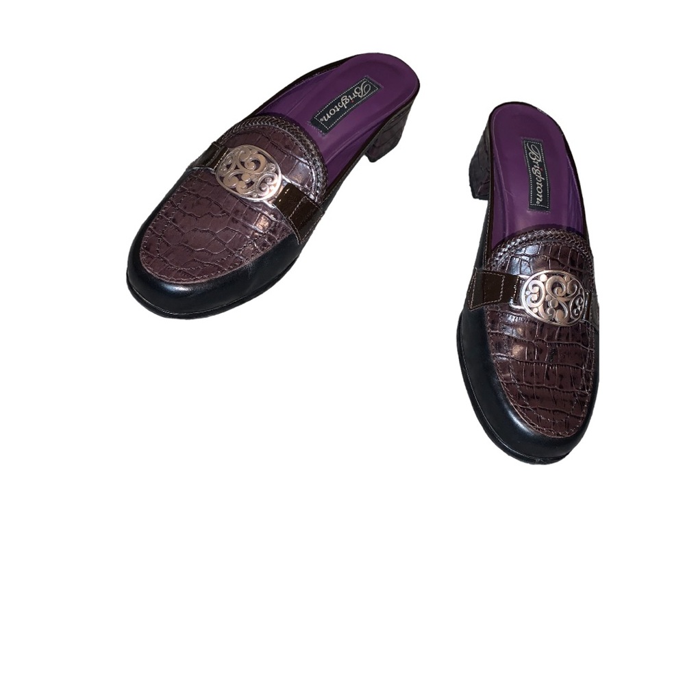 Brighton Alicia Purple Croc Pattern Mule, Size 8.5 M